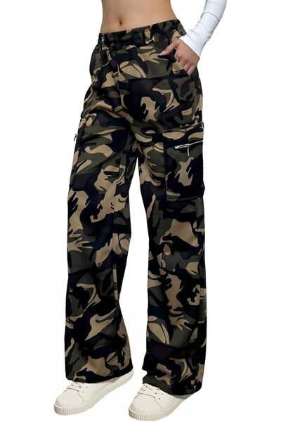OtherMax Pantaloni Cargo Damă Largi Confortabili Elastici Verde Camuflaj L — ...