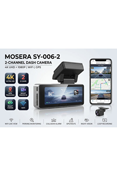 AutoDrop Cameră auto DVR MOSERA SY-006-2 cu 2 canale, 4K față, 1080P spate, e...