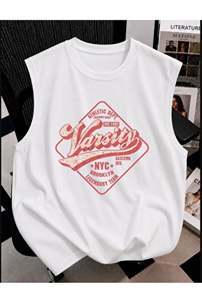classy moda Unisex Oversize Red Letter Printed Athlete's Undershirt