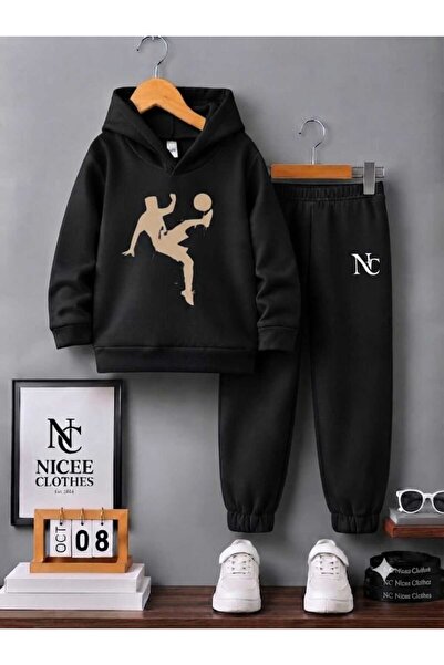 NC Nicee Clothes Children's Tracksuit Set Unisex (Beige Color with Röveşeta P...