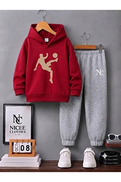 NC Nicee Clothes Children's Tracksuit Set Unisex (Beige Color with Röveşeta P...