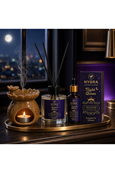 NYORA Night Queen 100 Ml Bambu Çubuklu Oda Kokusu 20 Ml Buhurdanlık Esansı ve...
