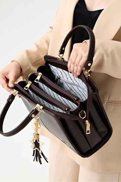 Mega & Polo Women's 7-Compartment Gift Handbag with Accessories