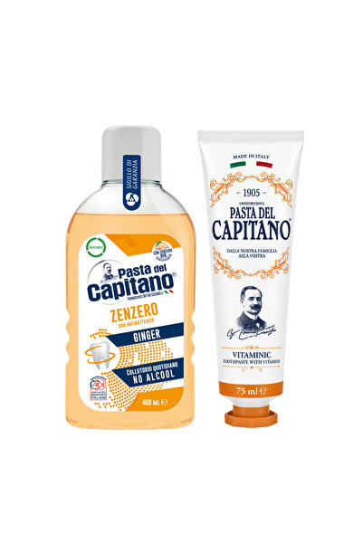 Pasta Del Capitano Pastă de dinți cu vitamine 1905 + Apă de gură cu ghimbir D...
