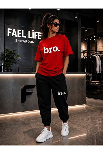 FAEL LİFE New Season Unisex T-Shirt and Sweatpants Bro Printed Set