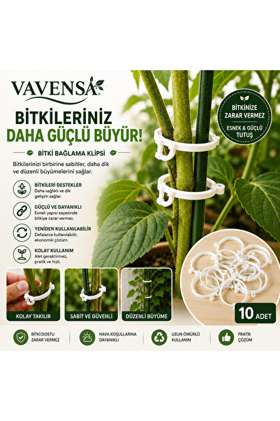 VAVENSA 10 Adet Bitki Bağlama Klipsi Dal Gövde Sabitleme ve Destek Aparatı