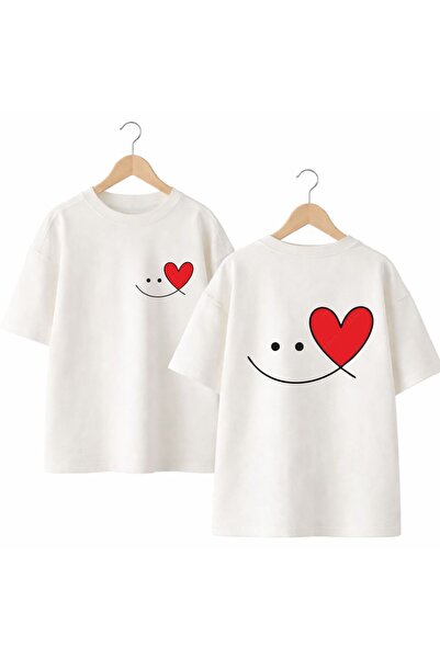 playwear Emoji Heart Printed on the Back and Front Chest, 100% Cotton Oversiz...