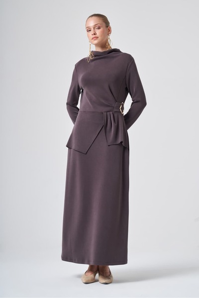 Nuss 2051 Dress with Buckle Detail Brown
