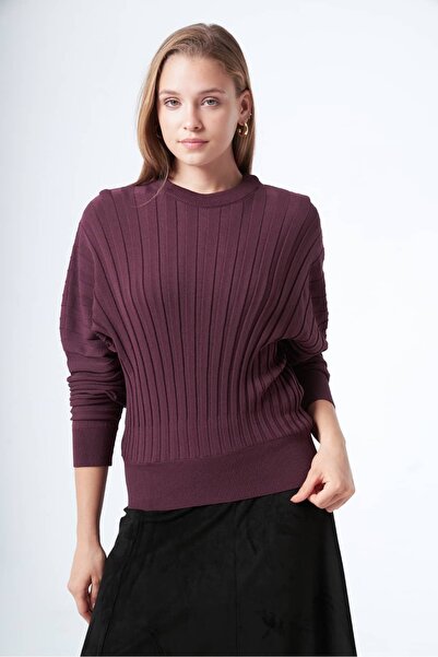 Nuss 202 Elastic Waist Tricot Sweater Bordo
