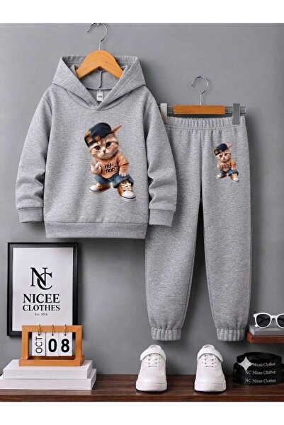 NC Nicee Clothes طقم رياضي للأطفال للجنسين (طباعة هيب هوب ريبتشي كات للشتاء)
