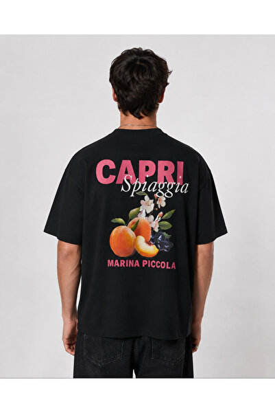 fingerjewerly Capri Tarif Double Printed Oversize T-Shirt Unisex 80% Cotton B...