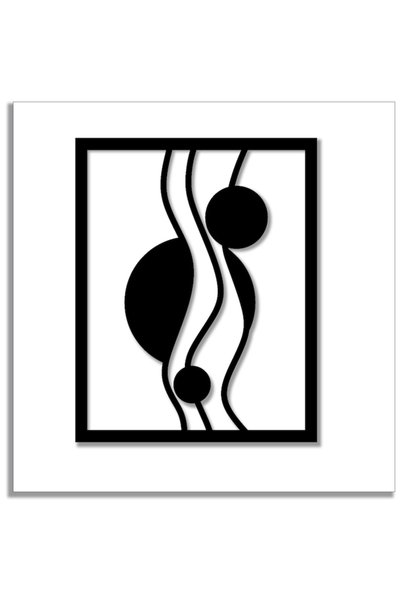 OEM Decor de perete, MDF, Geometric, Planete, 50cm X 40cm, Negru