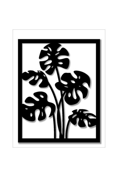 OEM Decor de perete, MDF, Formă de plantă, de interior, 50x40 cm, Negru