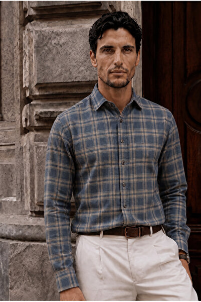 Valiberta Dragon Relaxed Fit Cotton Checkered Flannel Men's Shirt - Green