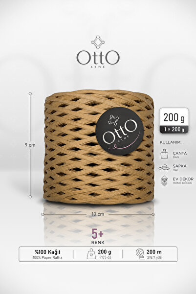 Otto ΡΑΦΙΑ • Καραμέλα (G70) • 200 γρ./200 μ. • Χάρτινο νήμα ραφίας • Τσάντα, ...