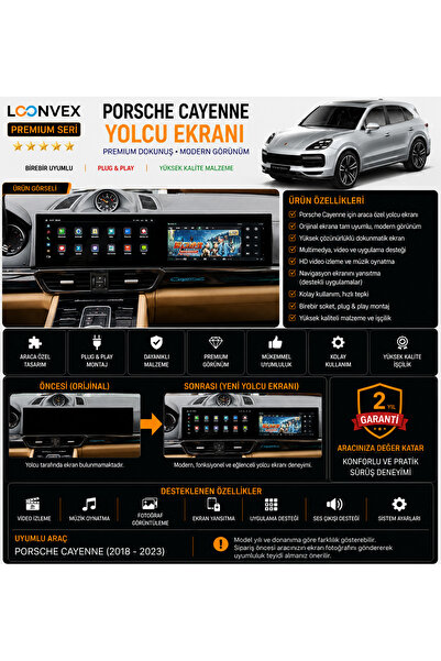 LOONVEX Premium Porsche Cayenne 2018-2023 Yolcu Ekranı – Araca Özel