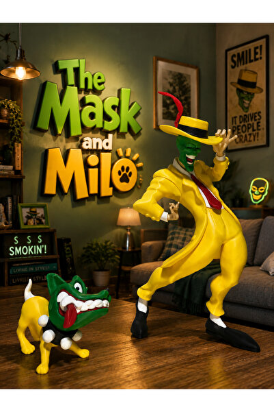 Sanemiss Çılgın Maske ve Köpeği Milo 2'li Figür / The Mask and Milo(27cm-9cm)