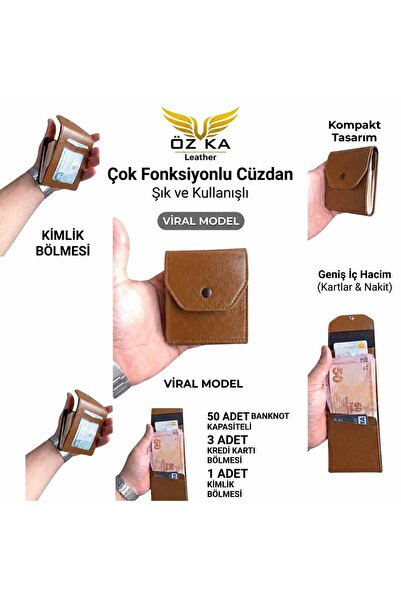 ÖZ-KA LEATHER VİRAL CUZDAN TABA RENK ( KARTLIKLI BANKNOT CÜZDANI) PORTFÖY KARTLIK