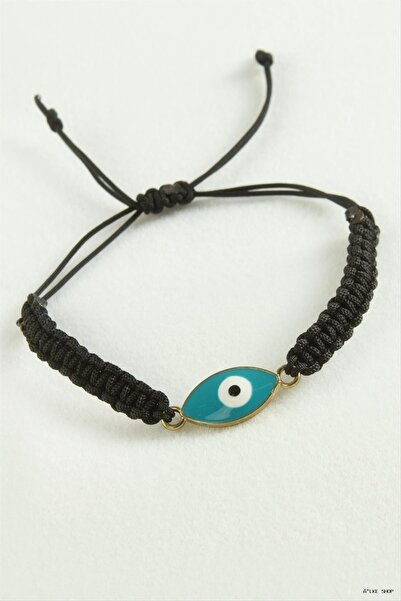 ZERO LAND Ilkestor Nazar Oval Macrame Cord (205556) Bracelet Black