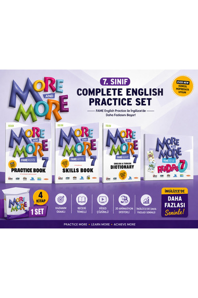 Kurmay Yayınları More And More 7. Sınıf Complete English Practice Set – 4 Kit...