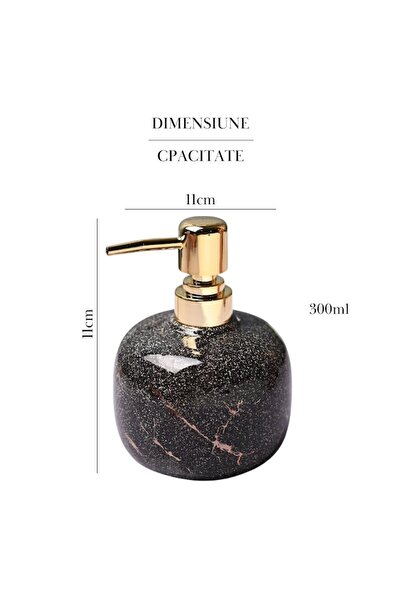 ELARO Dispenser Sapun Lichid cu Aspect Marmorat, Capacitate 300 ml, Design Elegant cu Pompa Aurie, C
