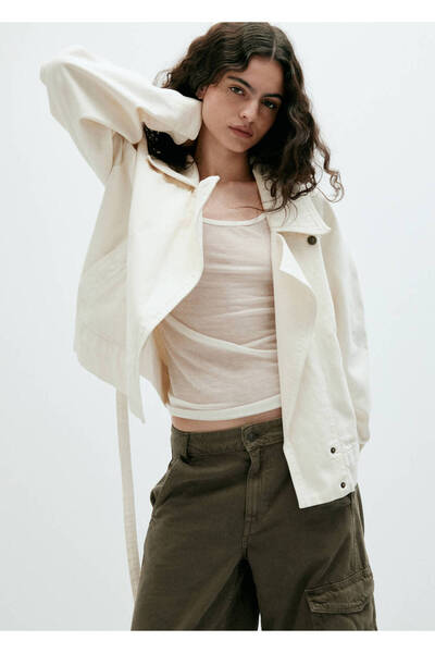 MANGO Woman Orta bel cargo jean pantolon