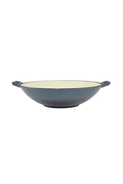 Solplant Vas de fonta tip Wok, emailat, albastru, 35.5x11 cm, Perfect Home