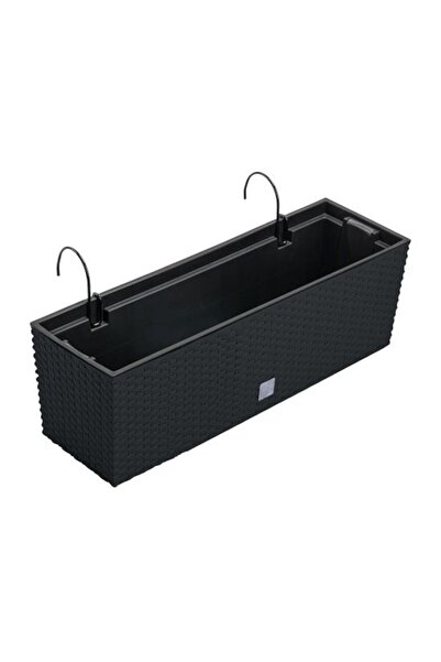 Solplant Jardiniera decorativa, suport metalic, imitatie ratan, antracit, 58x...