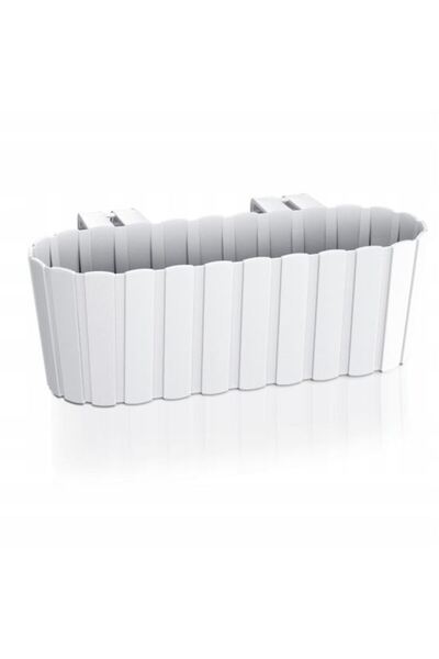 Solplant Jardiniera decorativa, suport plastic, alb, 4.9 L, 38.3x21.2x13 cm, ...