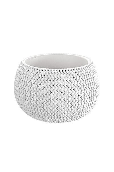 Solplant Ghiveci decorativ de flori, Prosperplast, Splofy, rotund, alb, 23.9x...