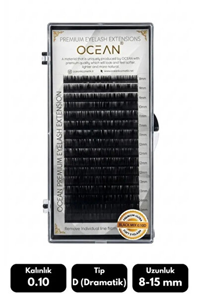 Mist Color Ocean 0.10D Dramatik Kıvrım Mix Soft Eyelash Doğal İpek Kirpik 16'lı