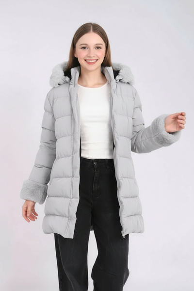 TheJOJODesign 5-13 Years Old Girls' Coat with Hood, Detailed, Gray Inflatable Winter Coat