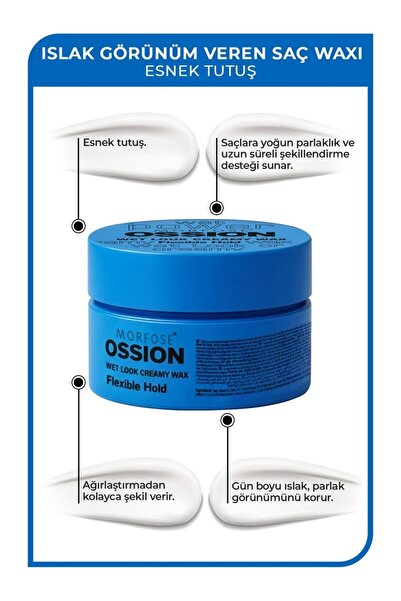 Morfose Ossion 100 ml Parlaklık Verici Islak Görünüm Saç Waxı Tüm Saçlar için...