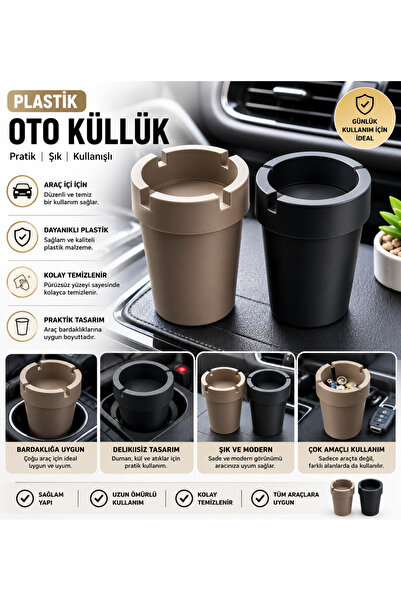 PANORAMA 2’li Plastik Oto Küllük Seti – Araç Bardaklığı Uyumlu, Pratik ve Kol...