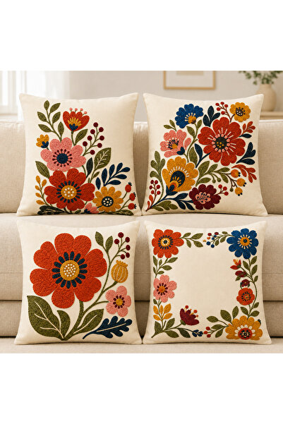 stellahomes Retro Floral Pattern 3D Embroidery Look Digital Printed Decorativ...