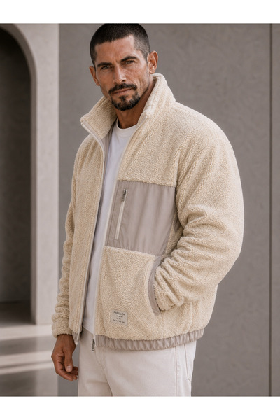 VEK Zippered Lined Plush Coat Jacket Semi Oversized