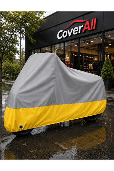 CoverAll Honda PCX125 (GRİ-SARI Parç.)Motosiklet Brandası,Su Geçirmez (Çantal...