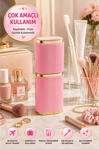 MEDUSHOP Pink Multi-Purpose Travel Box Toothbrush Makeup Brush Personal Care ...