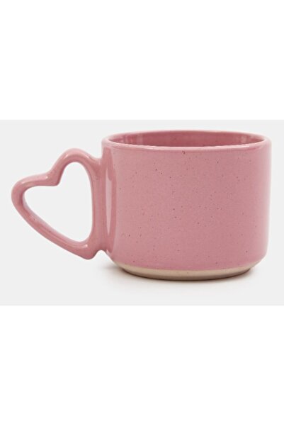 OEM Pink coffee cup, heart handle - 220ml ceramic