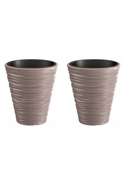Solplant Set 2 ghivece de flori, Sand, rotunde, 38.8x43.6 cm, cafeniu, Prospe...