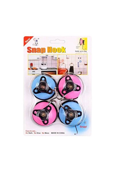 AVA Set 4 Cârlige cu Ventuză Snap Hook, Metalice, Fără Găurire, pentru Baie ș...