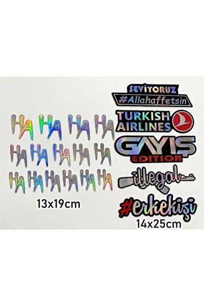 İŞCAN MOTOR Hologram 2 li Set Sticker Hahaha, Motosiklet, Araba Hologram Sticker