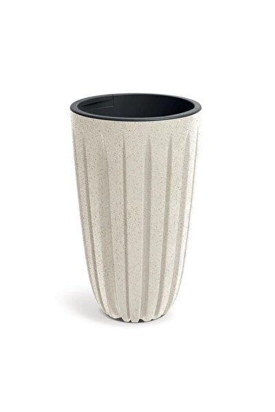 Solplant Ghiveci decorativ de flori, rotund, inalt, alb, 29x50 cm, 23/9 L, Wario