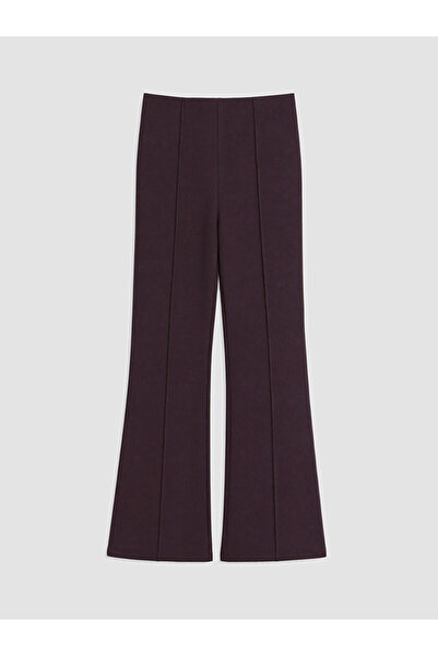 LC Waikiki Lcwaikiki Classic Burgundy High Waist Spanish Flare Women's Trousers