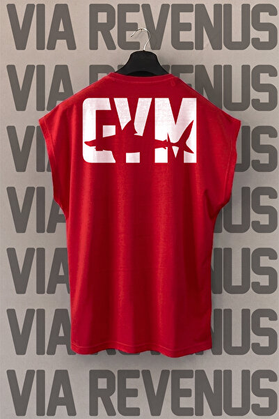 Vordevia Shark Gym Back Printed Wide Fit Fitness & Gym Sleeveless T-Shirt