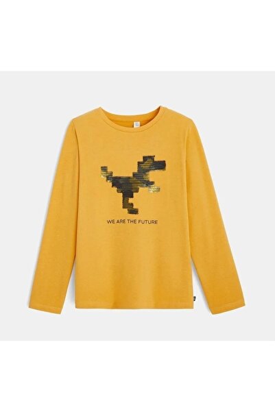 zeyderkids Erkek Bebek & Çocuk Sarı Pullu Dinozor T-Shirt