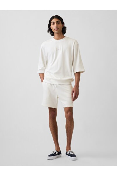 GAP Erkek Beyaz Relaxed Logo Fransız Havlu Kumaş Şort