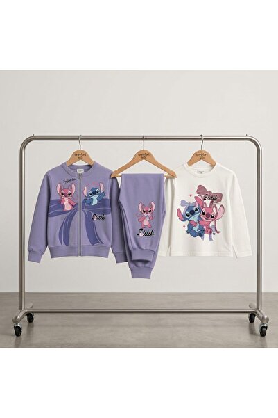 GREYFURTKİDS Stitch Printed Long Sleeved Jersey, Tracksuit and Cardigan Three...