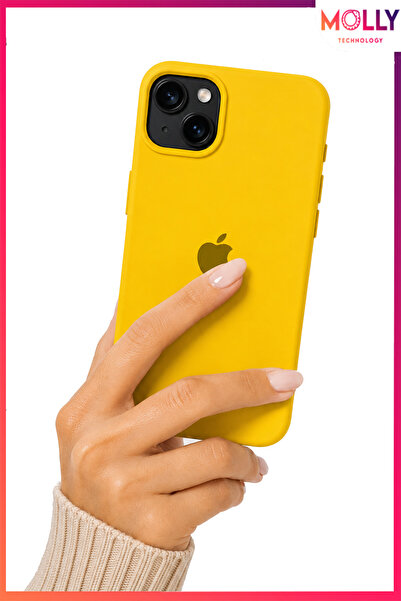 Molly iPhone 13/14 İçin Sarı Soft İçi Kadife Lansman Silikon Kılıf