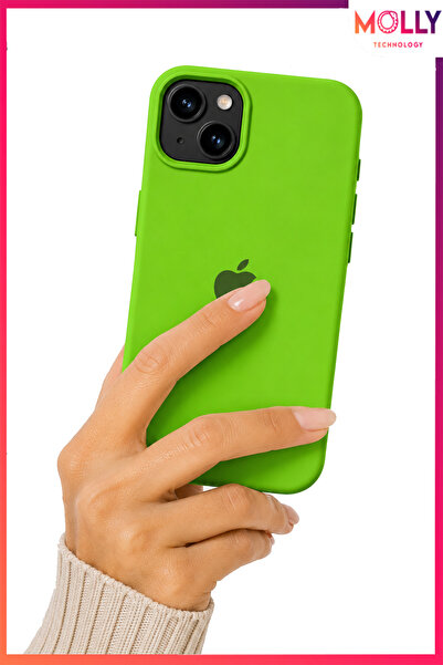 Molly iPhone 13/14 İçin Chartreuse Soft İçi Kadife Lansman Silikon Kılıf